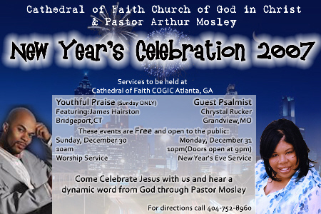Cathedral of Faith New Year Postcard Design